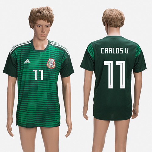 Mexico #11 Carlos V. Green Training Soccer Country Jersey